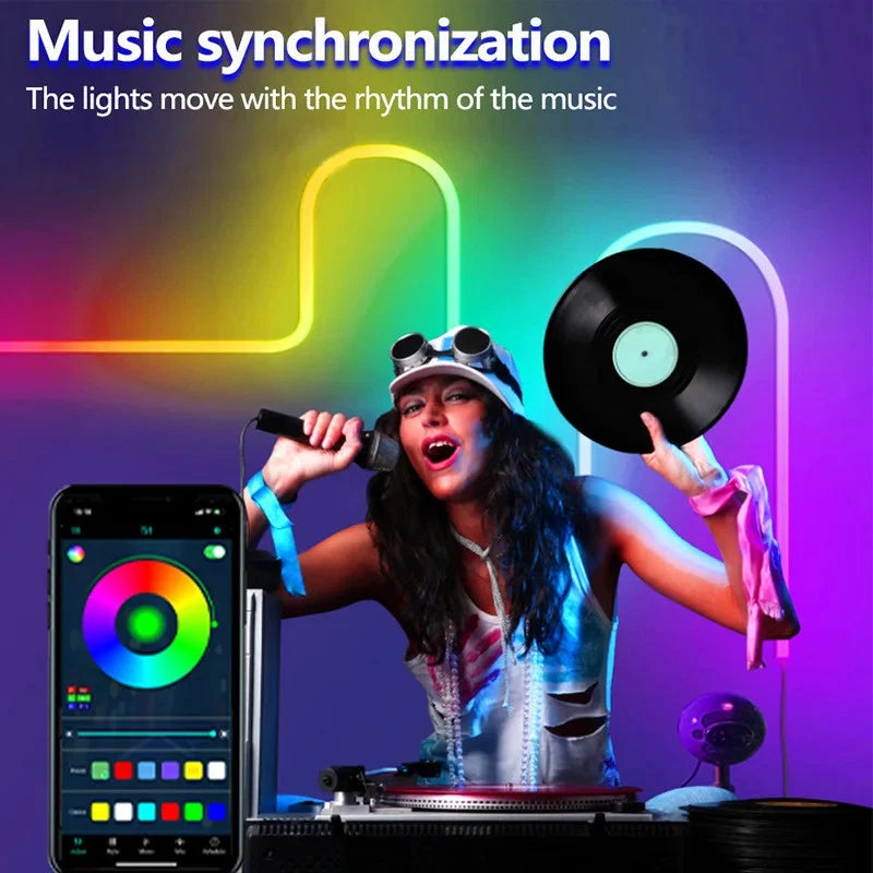 USB Neon Strip Light Waterproof RGBIC LED Tape Lamp 5M, Bluetooth Control USB Neon Strip Light Waterproof RGBIC LED Tape Lamp 5M, Bluetooth Control